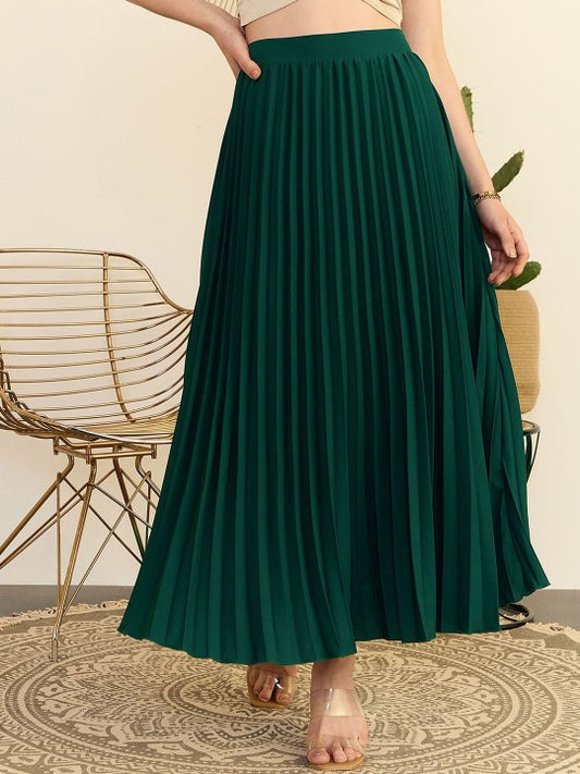 Berrylush Women High Rise Accordion Pleated Midi A-line Skirt