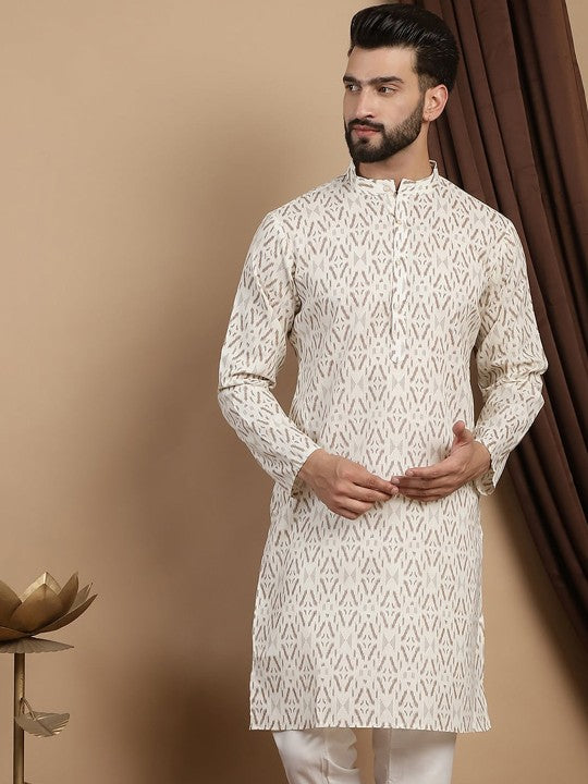 Geometric Printed Straight Pure Cotton Kurta
