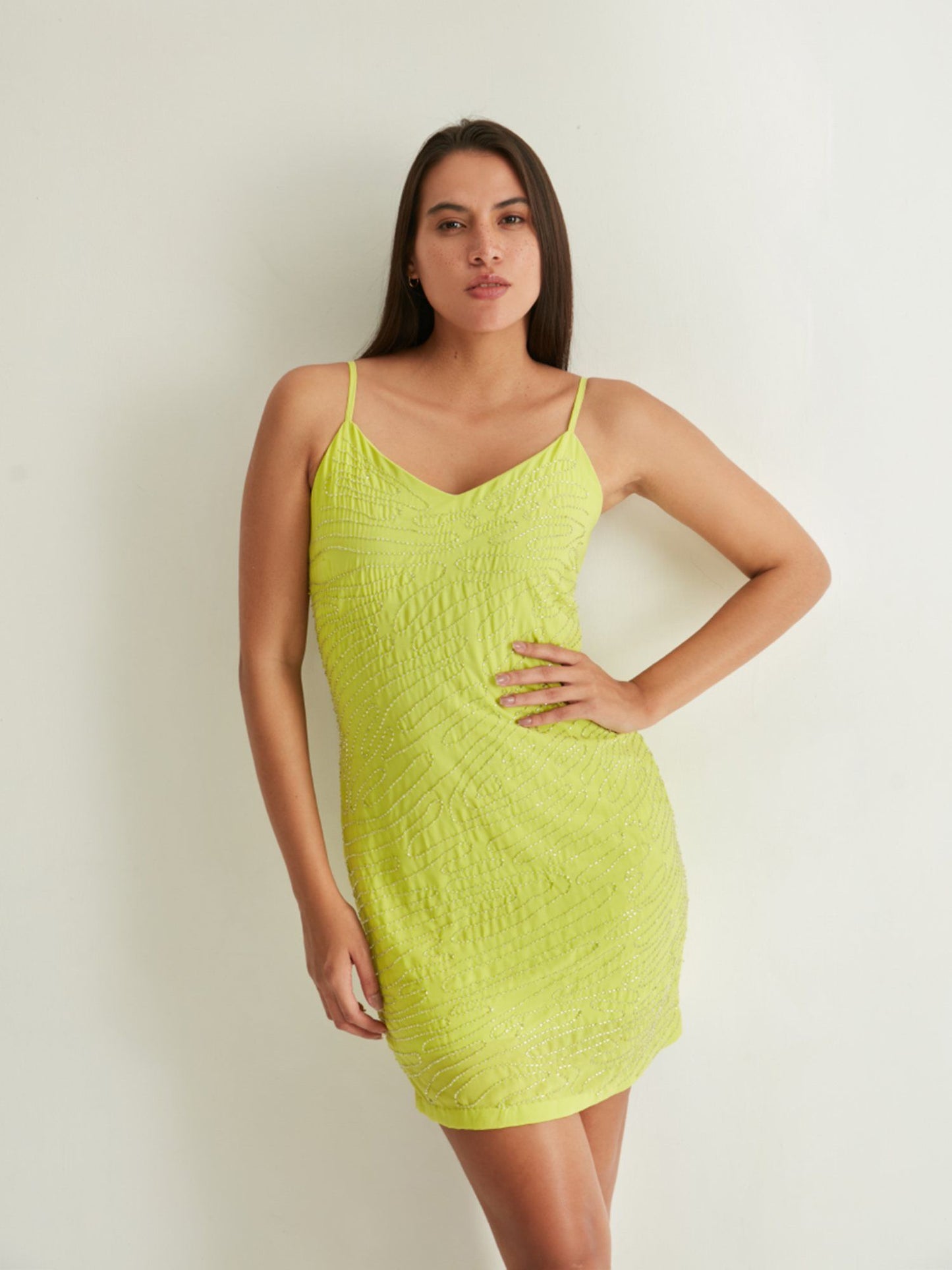 Cover Story Lime Green Bodycon Slip Dress