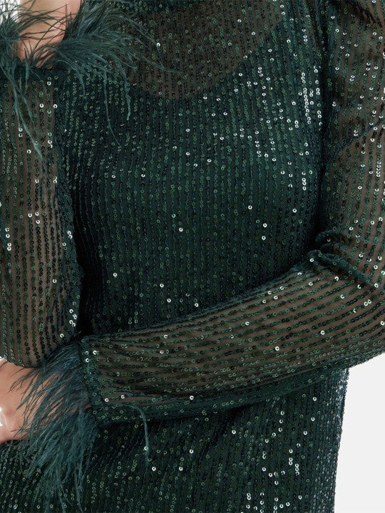 Embellished Sequinned A Line Dress