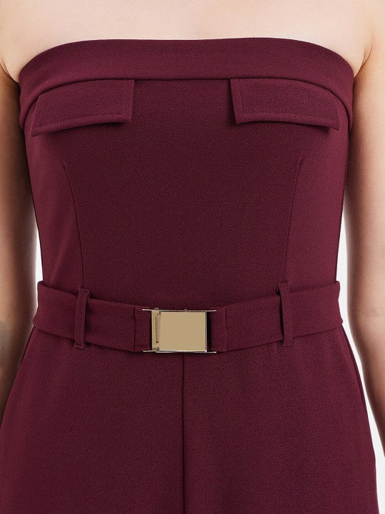 Strapless Basic Jumpsuit With Belt