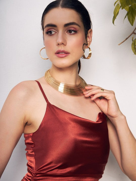 Satin Ruched Bodycon Dress