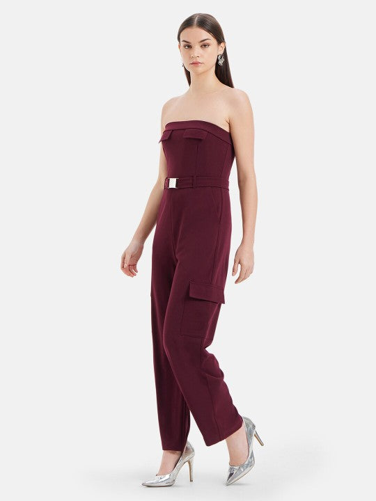Strapless Basic Jumpsuit With Belt