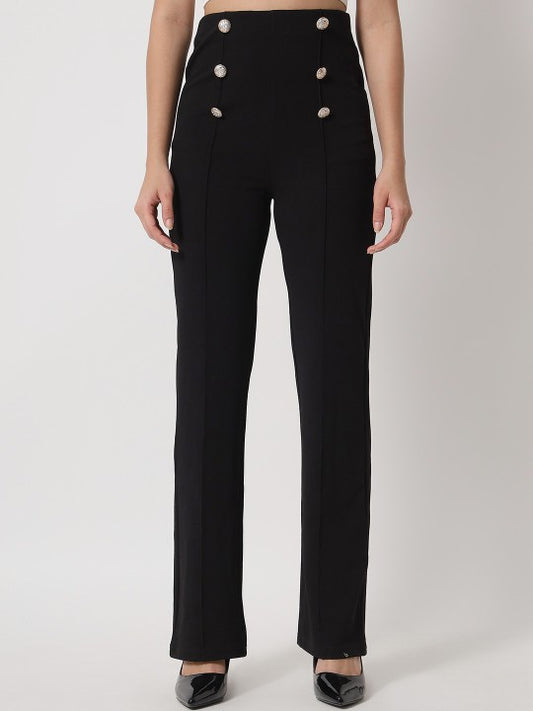 Women Straight Fit High-Rise No Fly Trousers