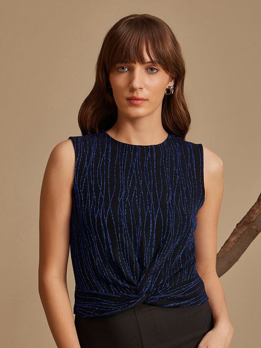 Women Embellished Round Neck Nylon Top