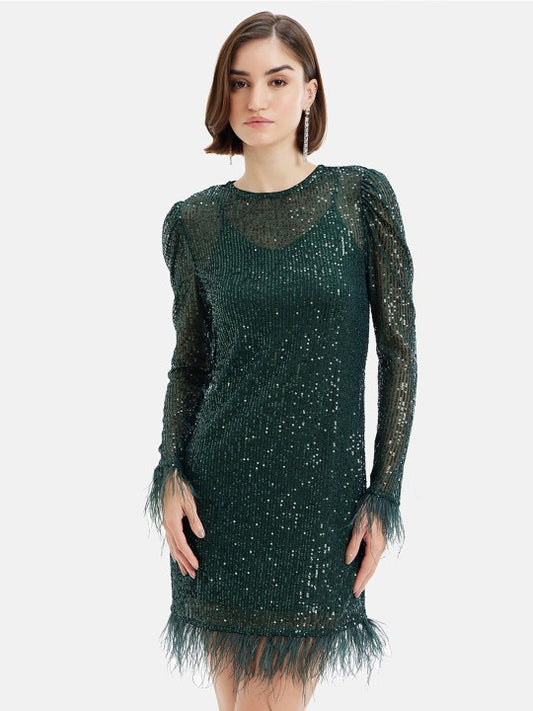 Embellished Sequinned A Line Dress