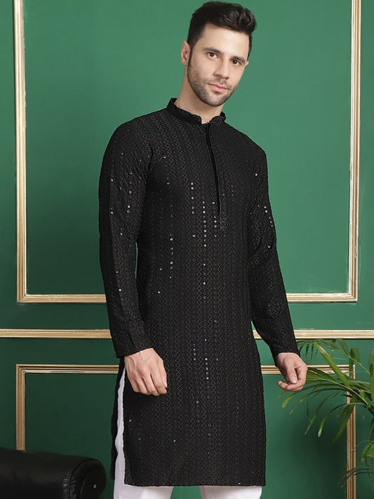 Ethnic Motifs Embroidered Sequinned Kurta