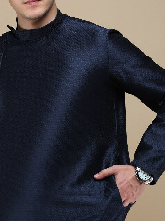 High-Neck Jacquard Straight Kurta
