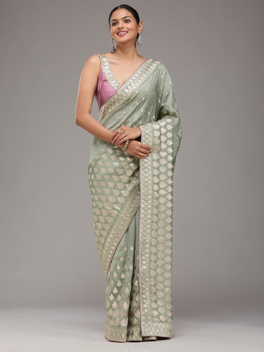 Embellished Green Art Silk Saree