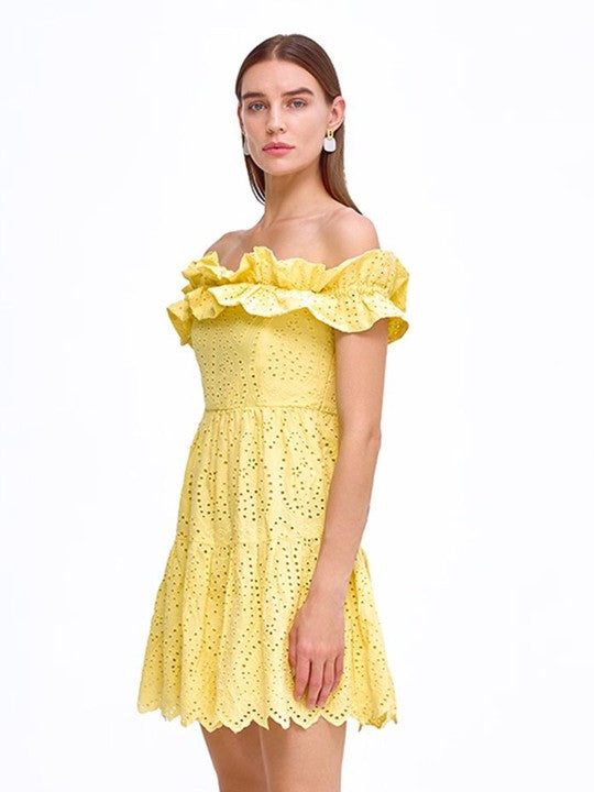 COVER STORY Off-Shoulder Cold-Shoulder Fit & Flare Mini Dress