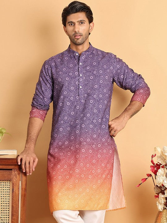 Men Paisley Printed Sequinned Kurta
