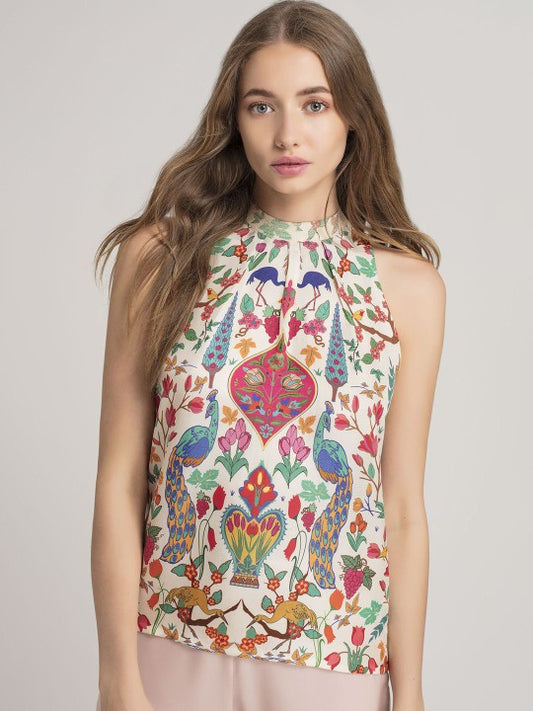 Women Floral Printed Halter Neck Top
