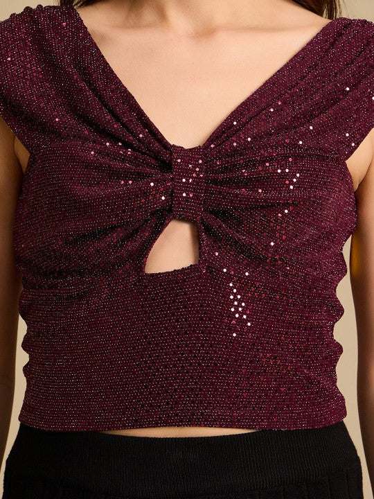 Women Embellished V-Neck Top