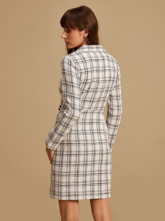 Women Checked Formal Sheath Dress