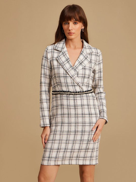 Women Checked Formal Sheath Dress
