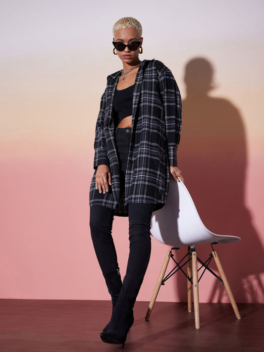 Black & White Check Lounge Shirt Dress-SASSAFRAS alt-laze