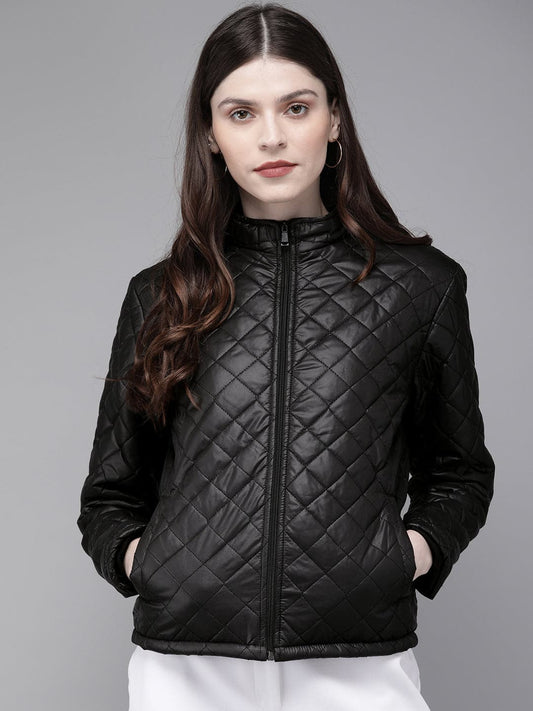 Black Quilted Hooded Puffer Jacket-Jackets-SASSAFRAS
