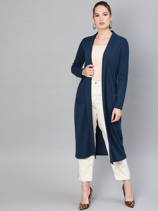 Teal Rib Longline Shrug-Shrugs-SASSAFRAS