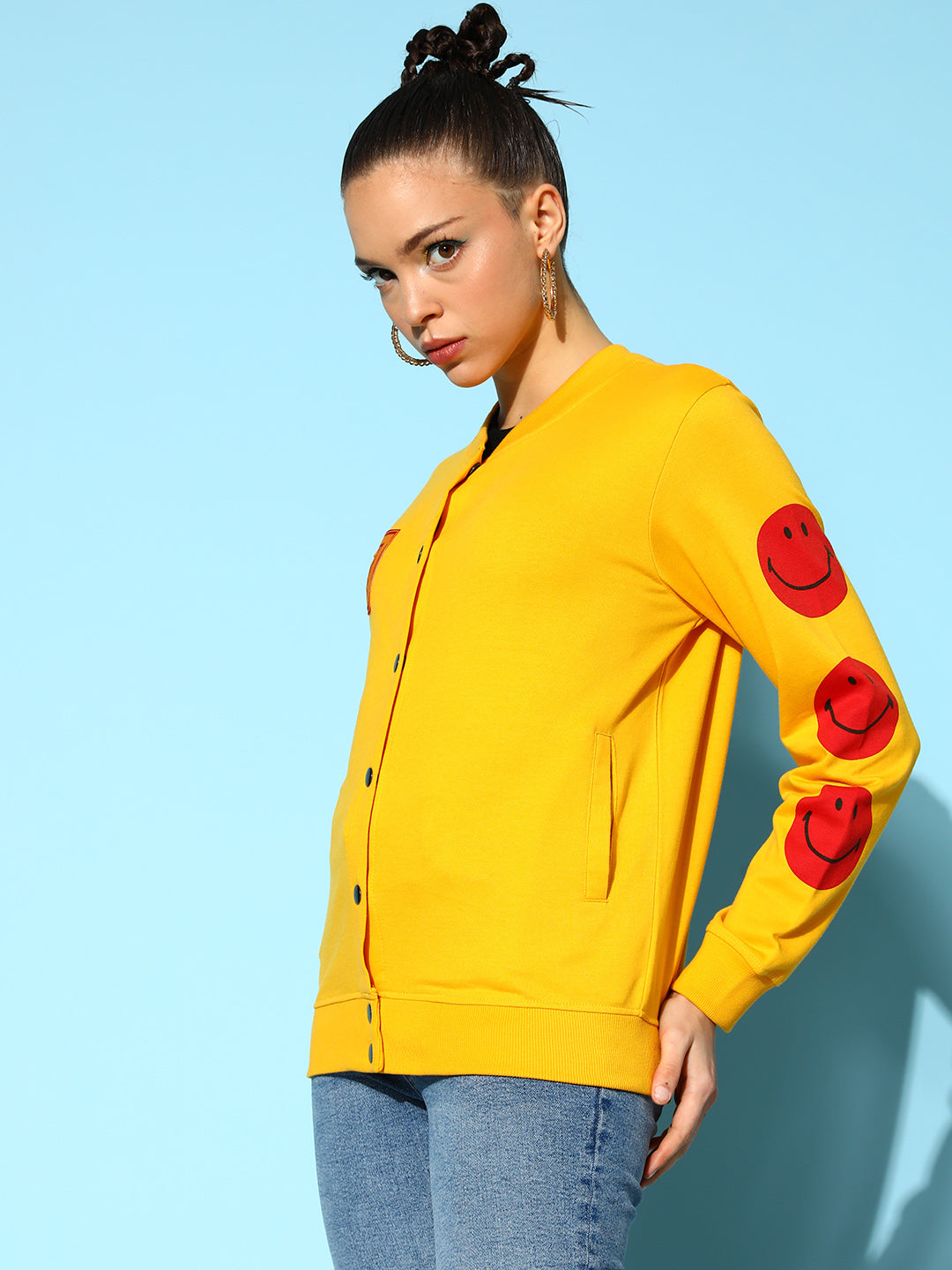 Yellow Terry 07 Embroidered Varsity Jacket-SASSAFRAS