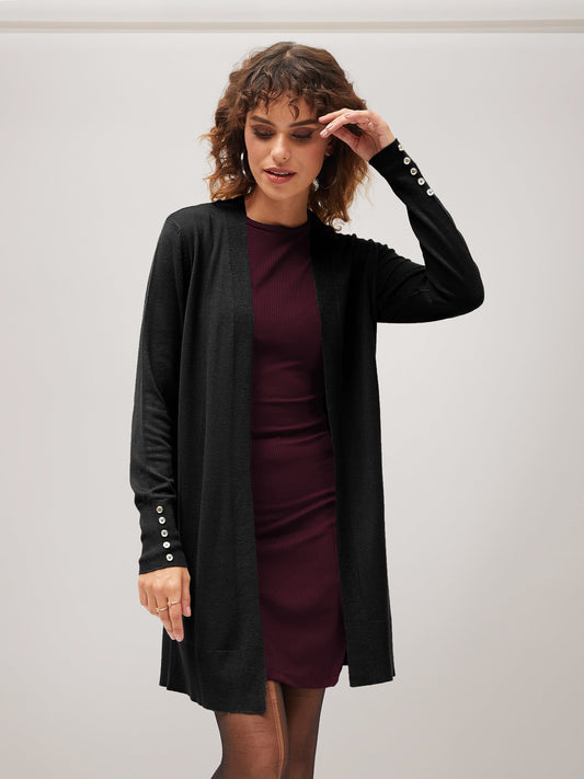 Black Front Open Shrug-SASSAFRAS