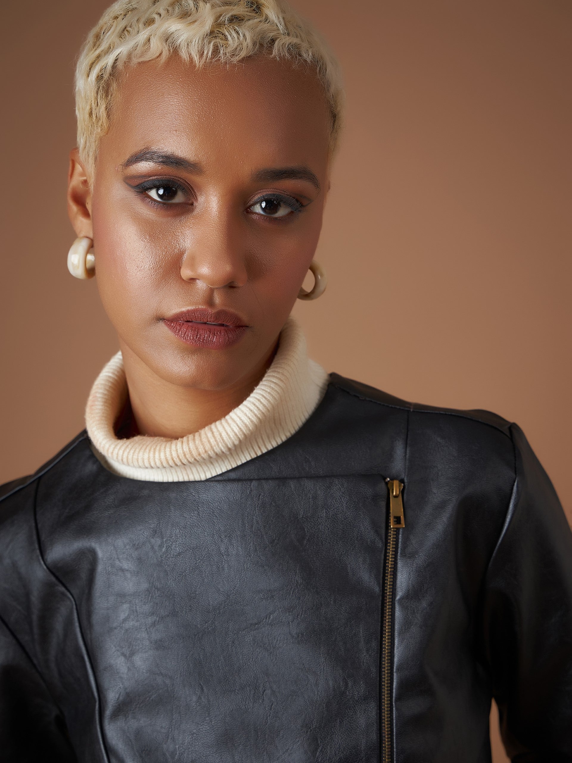 Black PU Biker Jacket-SASSAFRAS