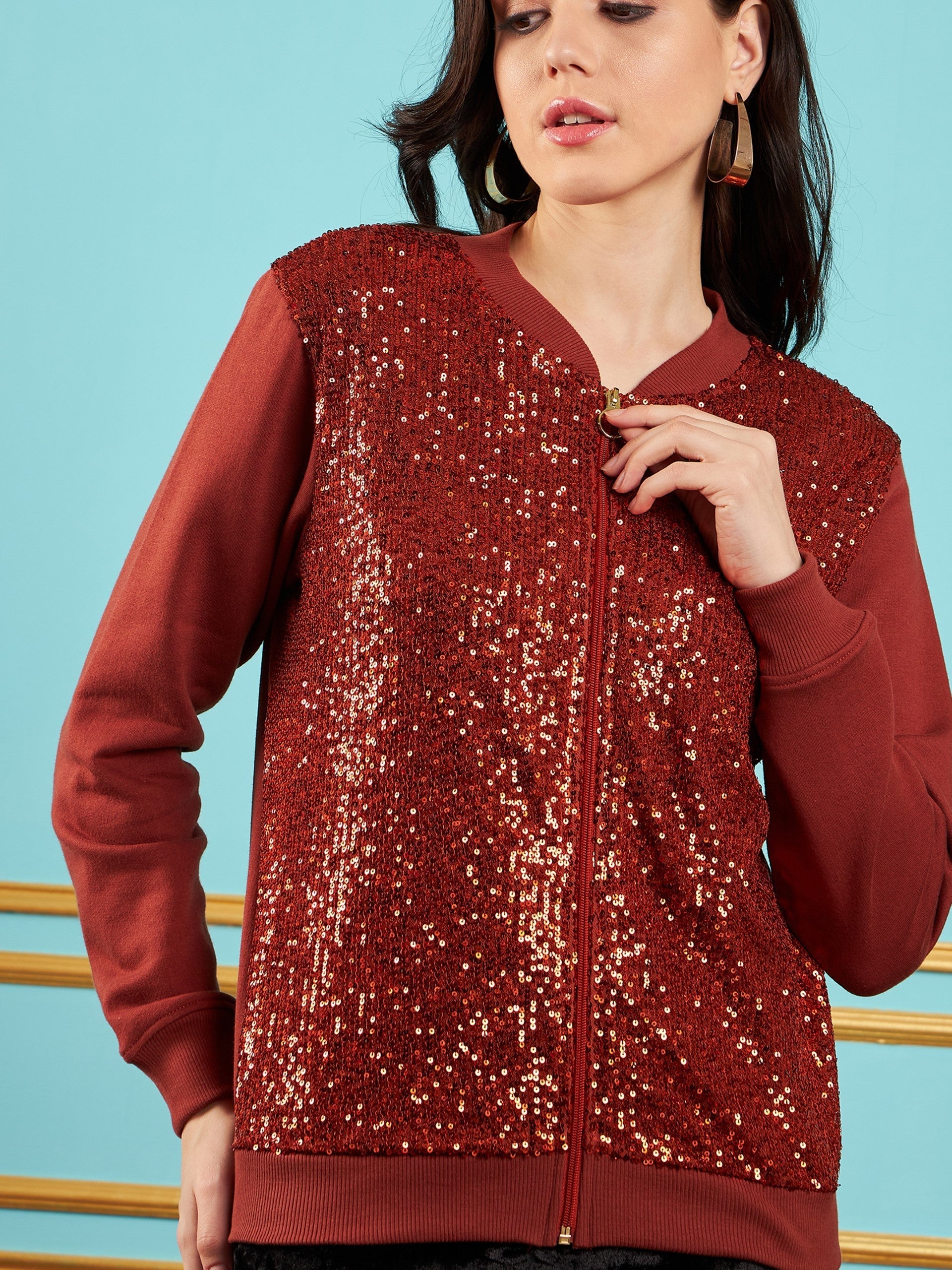 Rust Sequin Jacket-SASSAFRAS