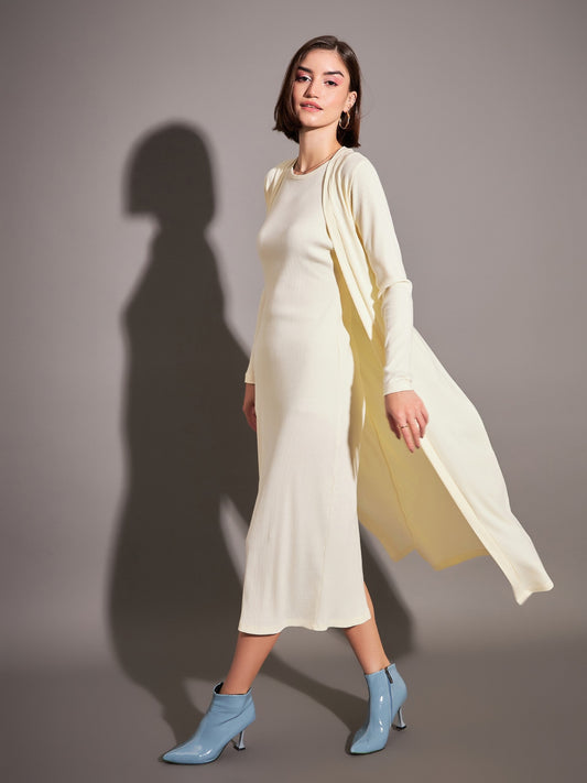 Off-White Rib Front Open Shrug-SASSAFRAS