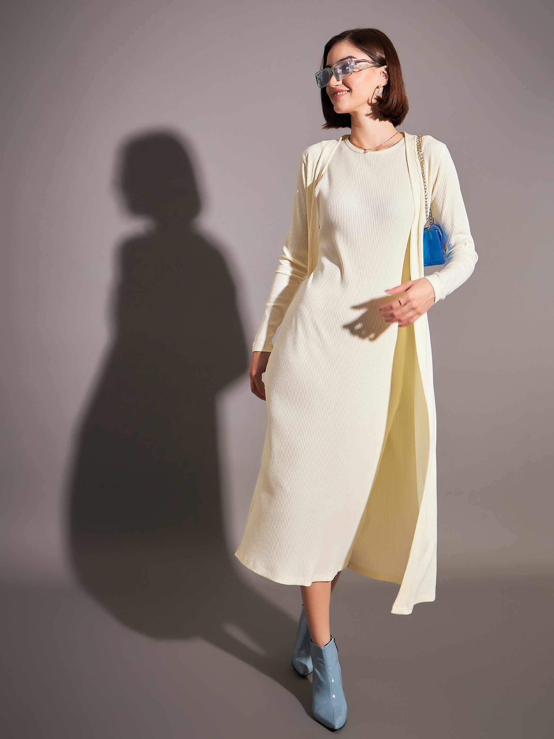 Off-White Rib Front Open Shrug-SASSAFRAS