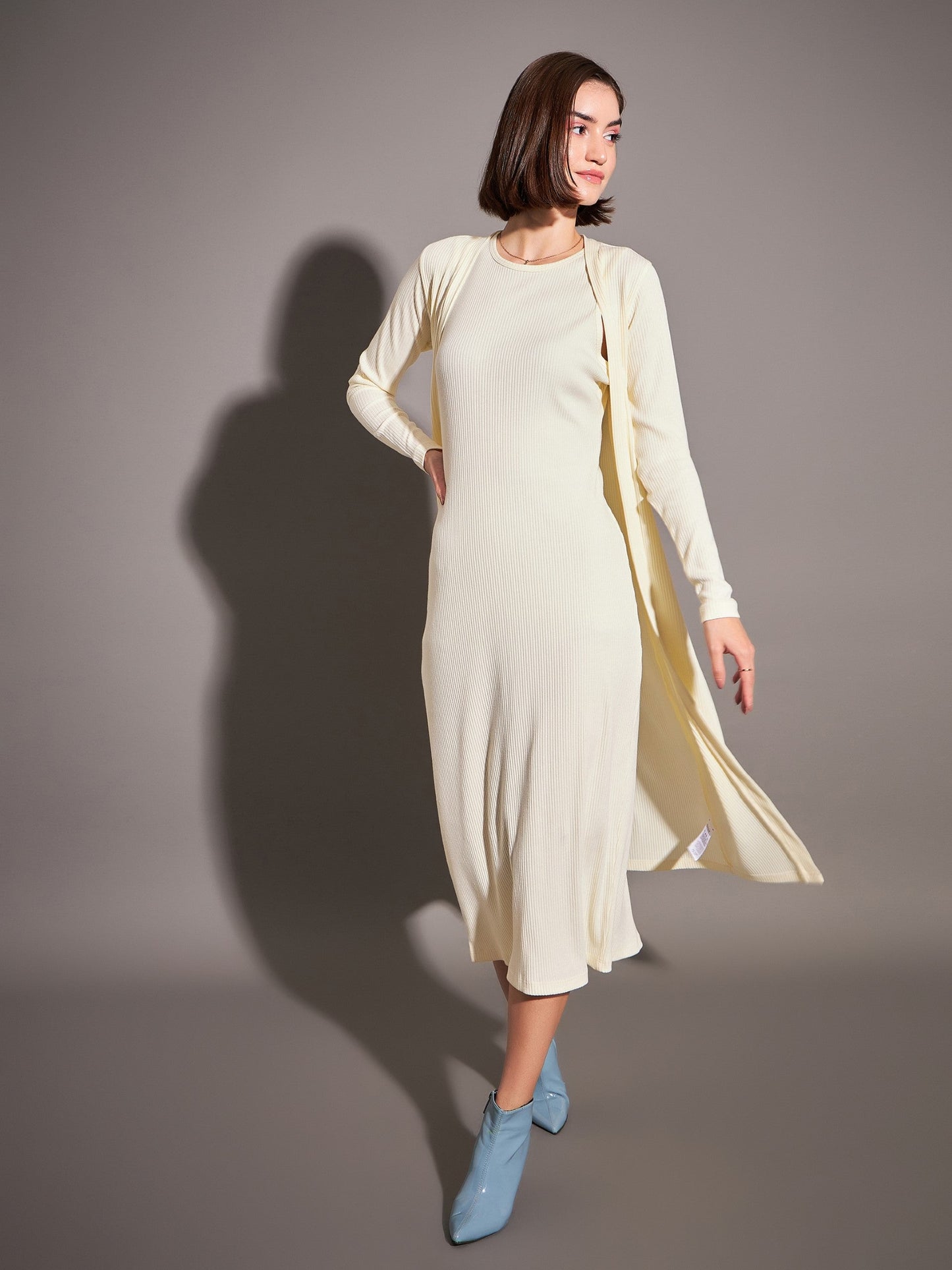 Off-White Rib Front Open Shrug-SASSAFRAS