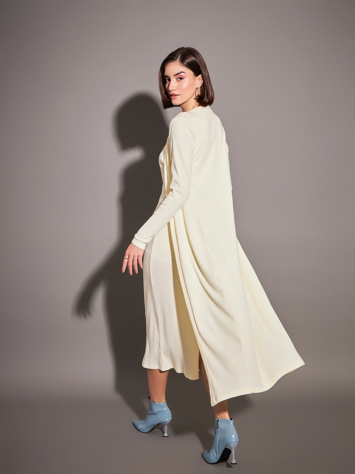 Off-White Rib Front Open Shrug-SASSAFRAS