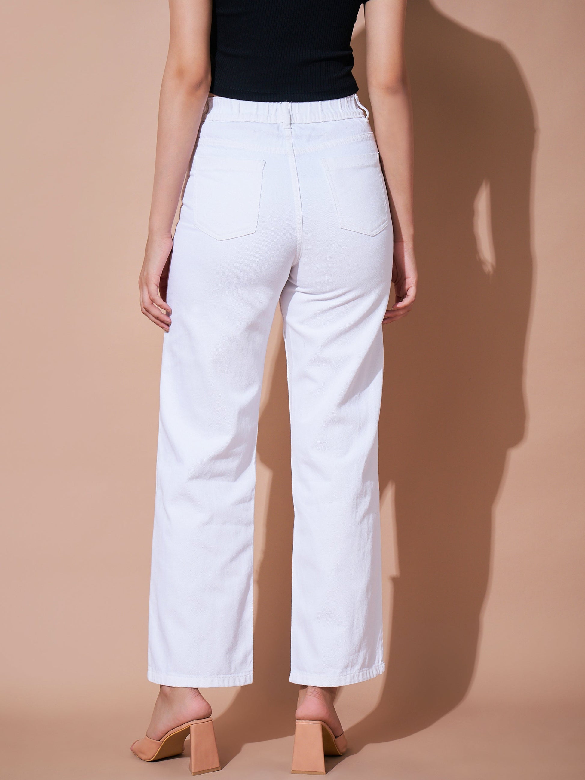 White Heavy Distress Straight Jeans-SASSAFRAS BASICS