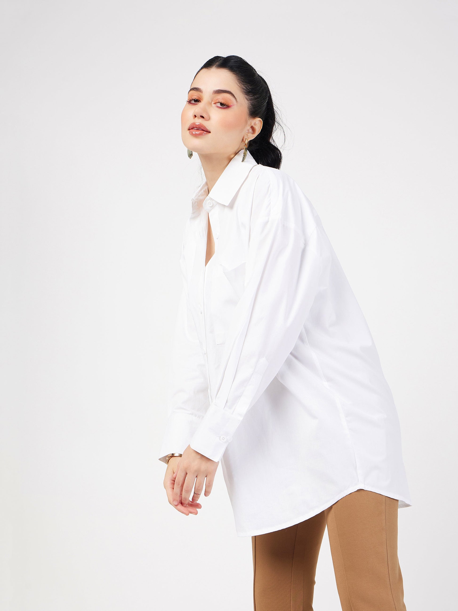 White Poplin Oversize Shirt-SASSAFRAS