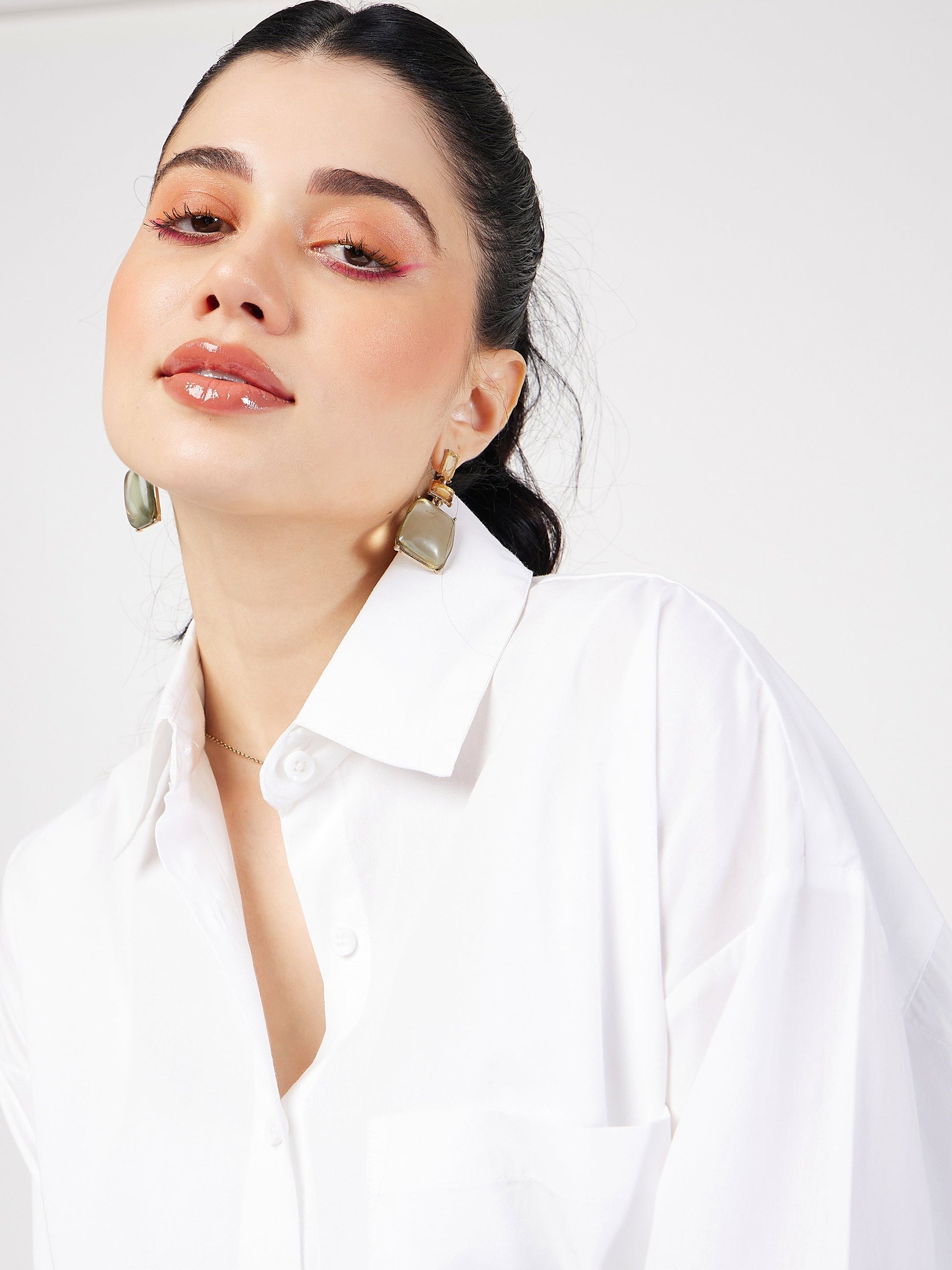 White Poplin Oversize Shirt-SASSAFRAS