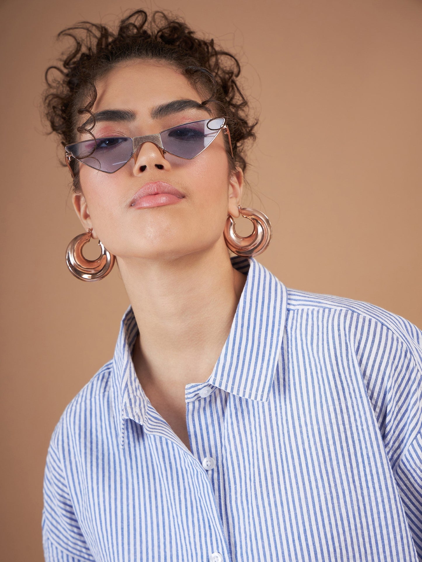Blue & White Striped Oversized Shirt-SASSAFRAS