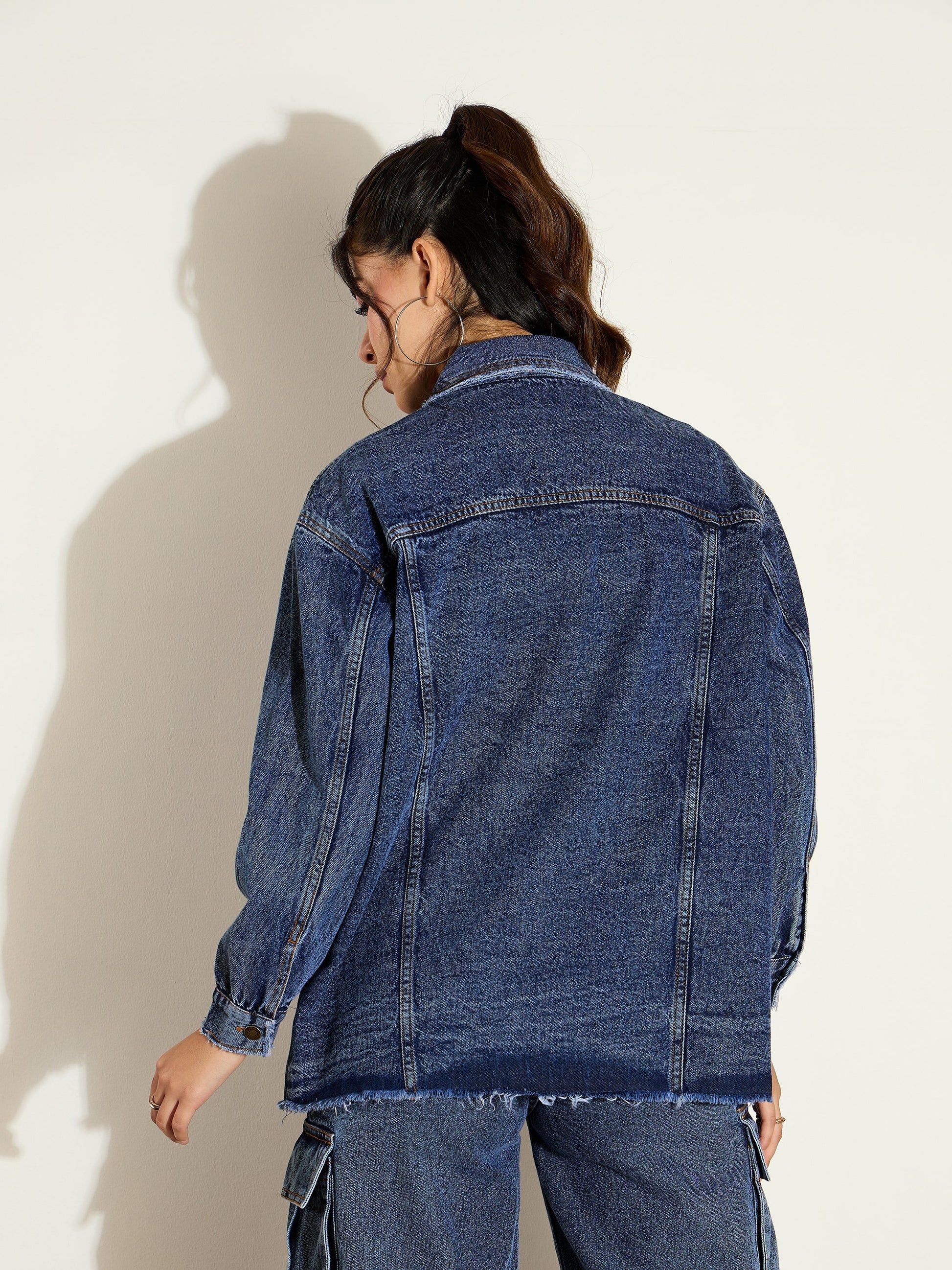 Blue Blast Denim Shacket-SASSAFRAS