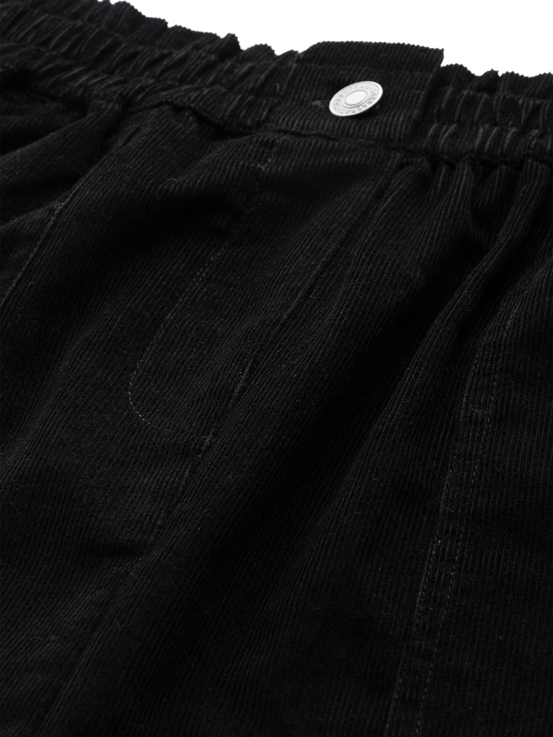 Black Corduroy PaperBag Waist Mini Skirt-SASSAFRAS