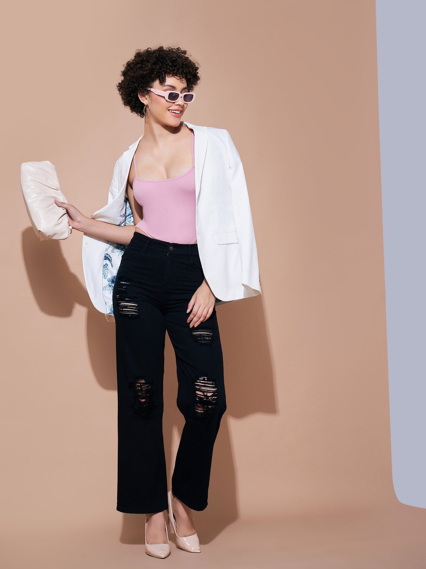 Dull Pink Strappy Ribbed Bodysuit-SASSAFRAS BASICS