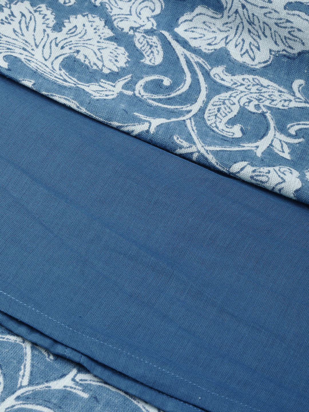 Blue Floral Gathered Kurta Shkur00037
