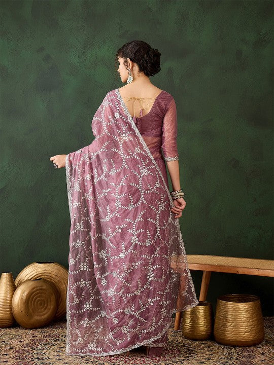 Embroidered Saree with Blouse Piece