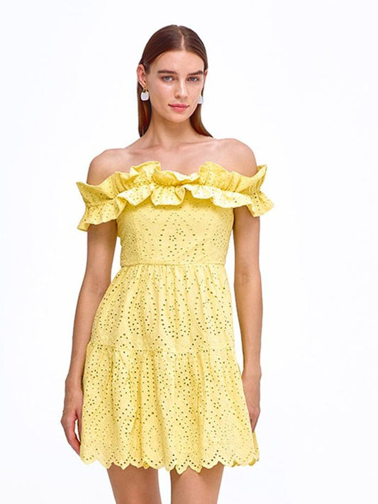 COVER STORY Off-Shoulder Cold-Shoulder Fit & Flare Mini Dress