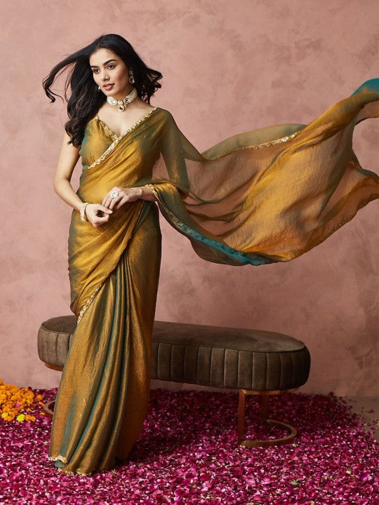 Embroidered Silk Blend Ready-to-Wear Saree