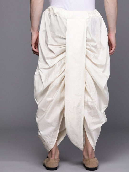 Men Floral Embroidered Beads & Stones Art Silk Ankle-Length Dhoti Pants