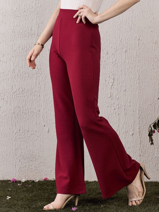 Women High-Rise Bootcut Trousers (Berrylush)