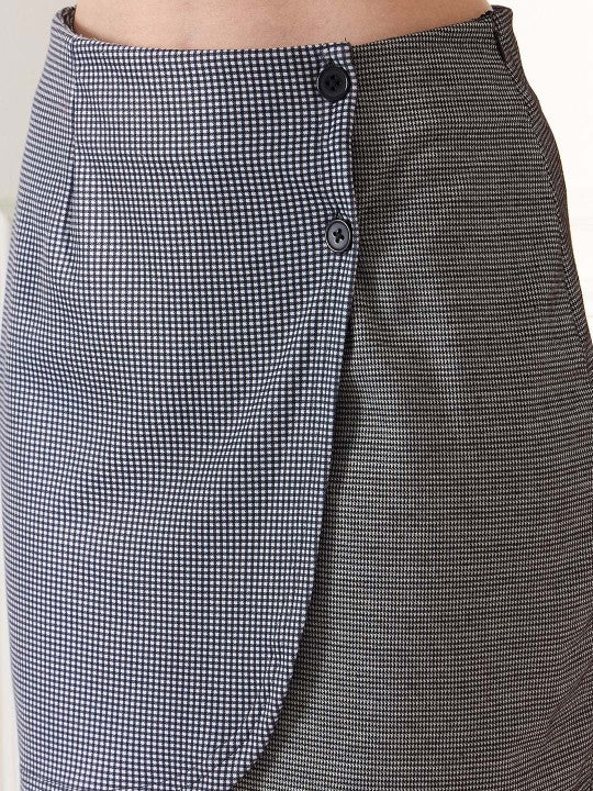 Checked Single Breasted Crop Blazer & Skirt Co-Ords by Berrylush BIZwear
