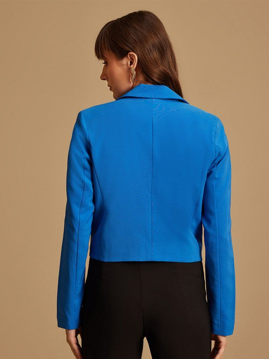 Single-Breasted Lapel Collar Crop Blazer