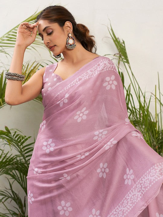 Batik Pure Chiffon Bagru Saree