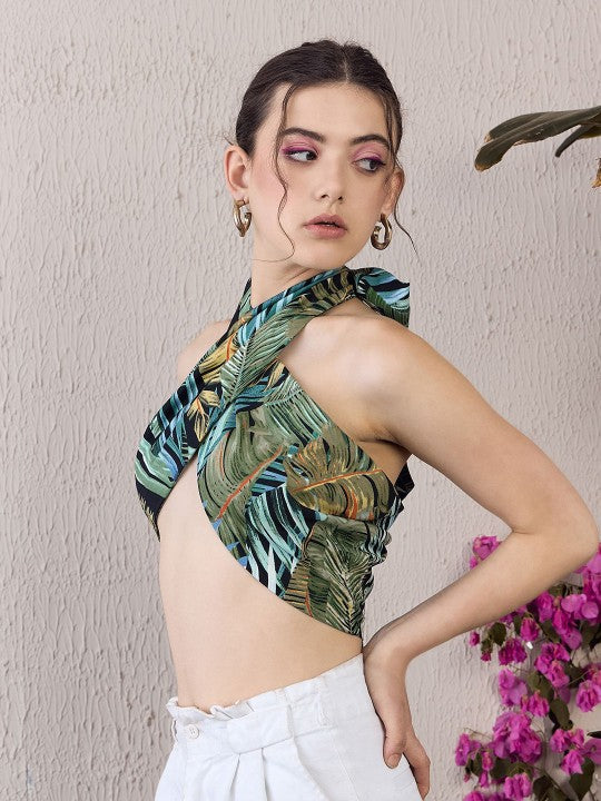 Tropical Printed Bralette Crop Top