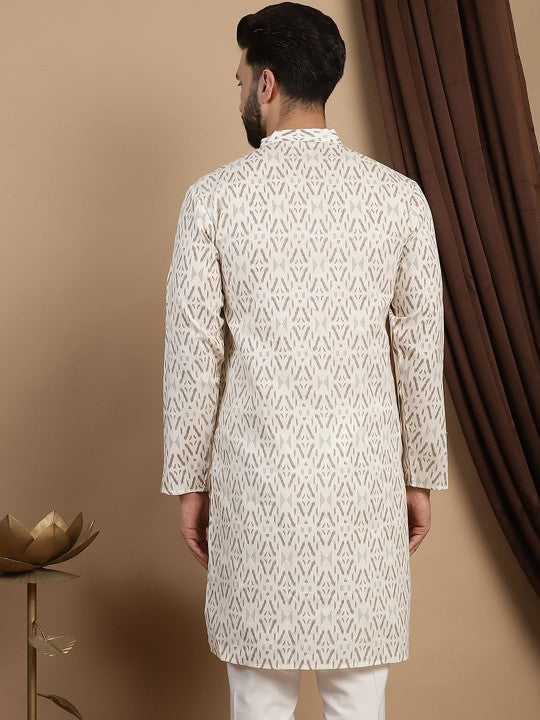 Geometric Printed Straight Pure Cotton Kurta