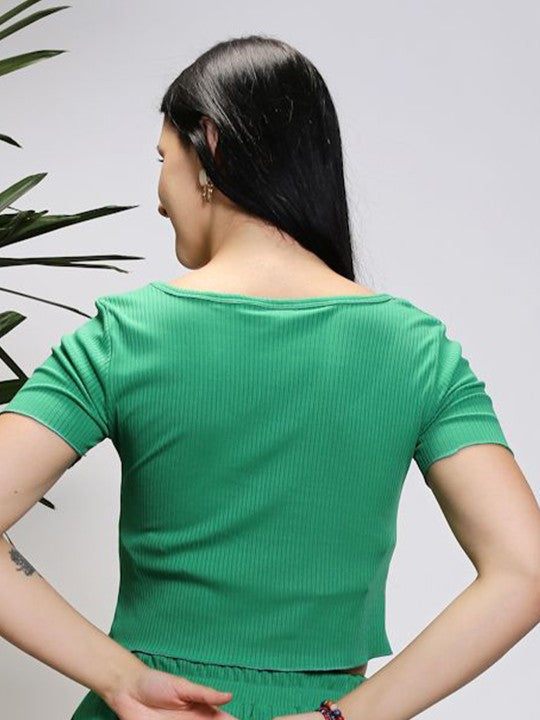 Solid Round Neck Crop Top