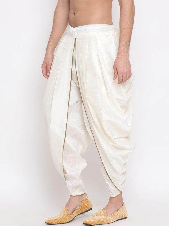 Men White Solid Dhoti